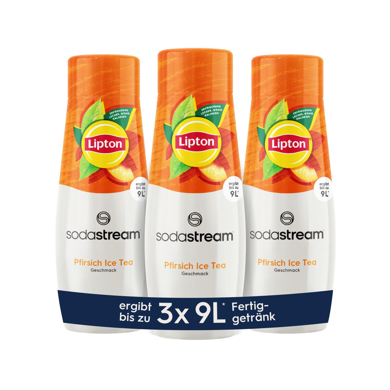SodaStream Sirup 3x Lipton Ice Tea Pfirsich, 1x Flasche ergibt 9 Liter Fertiggetränk, Sekundenschnell zubereitet und immer frisch, 3x 440 ml