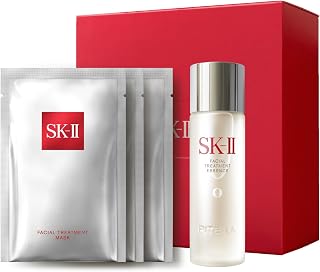 SK-II Glow Up Duo Anti-Aging Skin Care Set - Includes Facial Treatment Essence Skincare & 3 Hydrating Face Masks - Targets the Appearance of Fine Lines, Sun Spots & Dull Skin (4 Count)