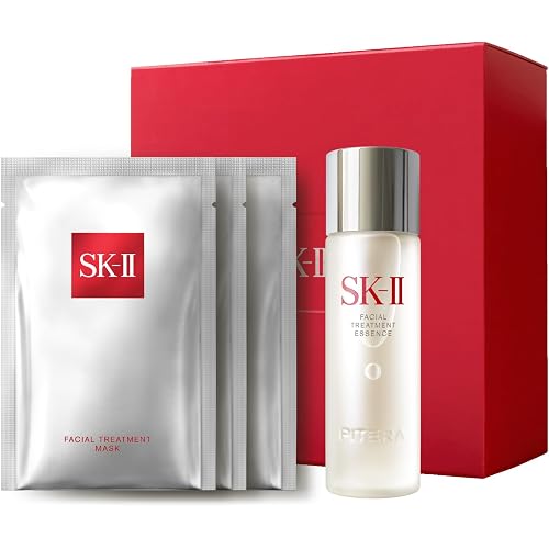 SK-II Glow Up Duo Anti-Aging Skin Care Set - Includes Facial Treatment Essence Skincare & 3 Hydrating Face Masks - Targets the Appearance of Fine Lines, Sun Spots & Dull Skin (4 Count)