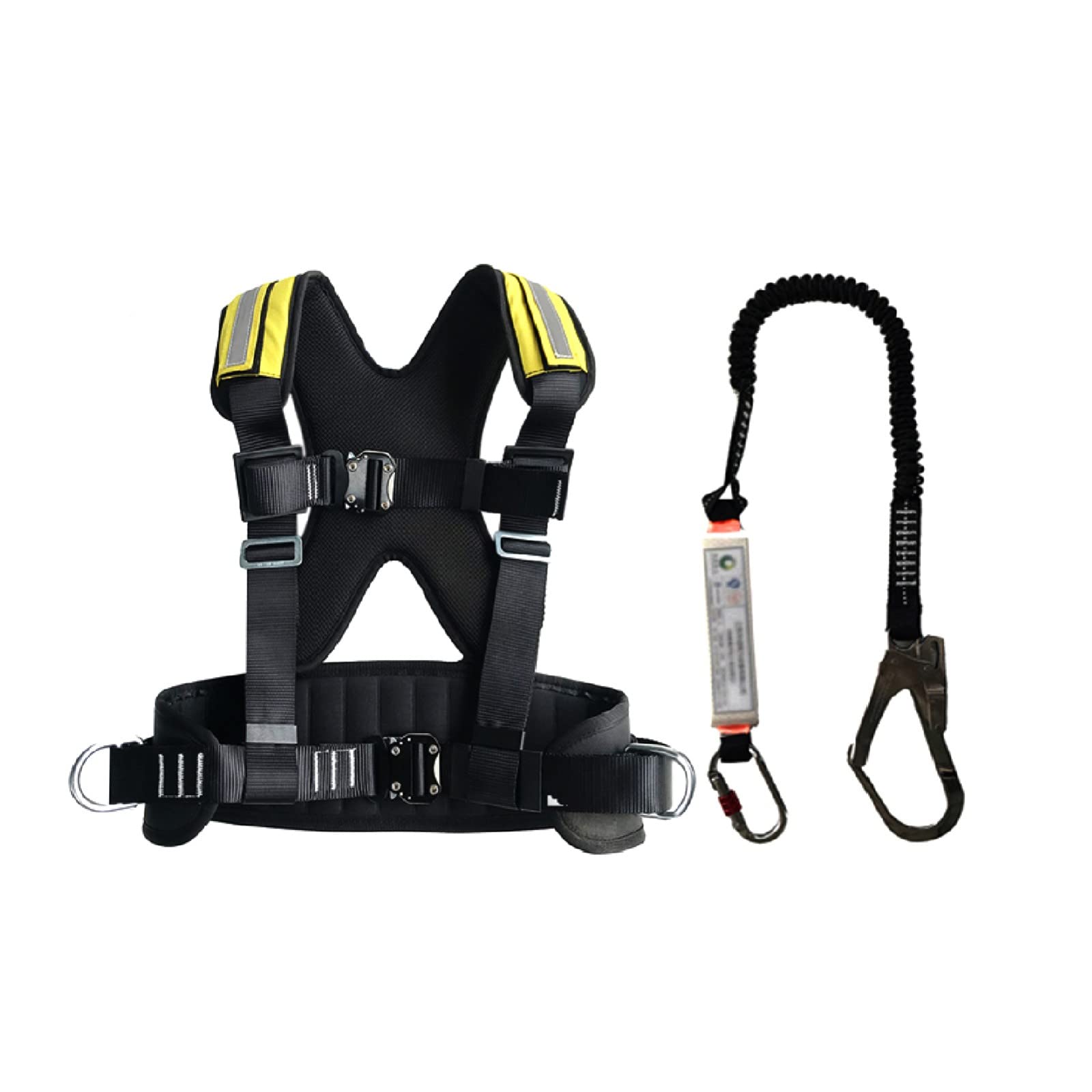 SwaYve Imbracatura Di Sicurezza per Lavoro in Quota, Kit Di Sicurezza per Tetto con Corda, Cordino Retrattile Anticaduta, Imbracatura da Arrampicata, Attrezzatura Di Protezione Anticaduta/C