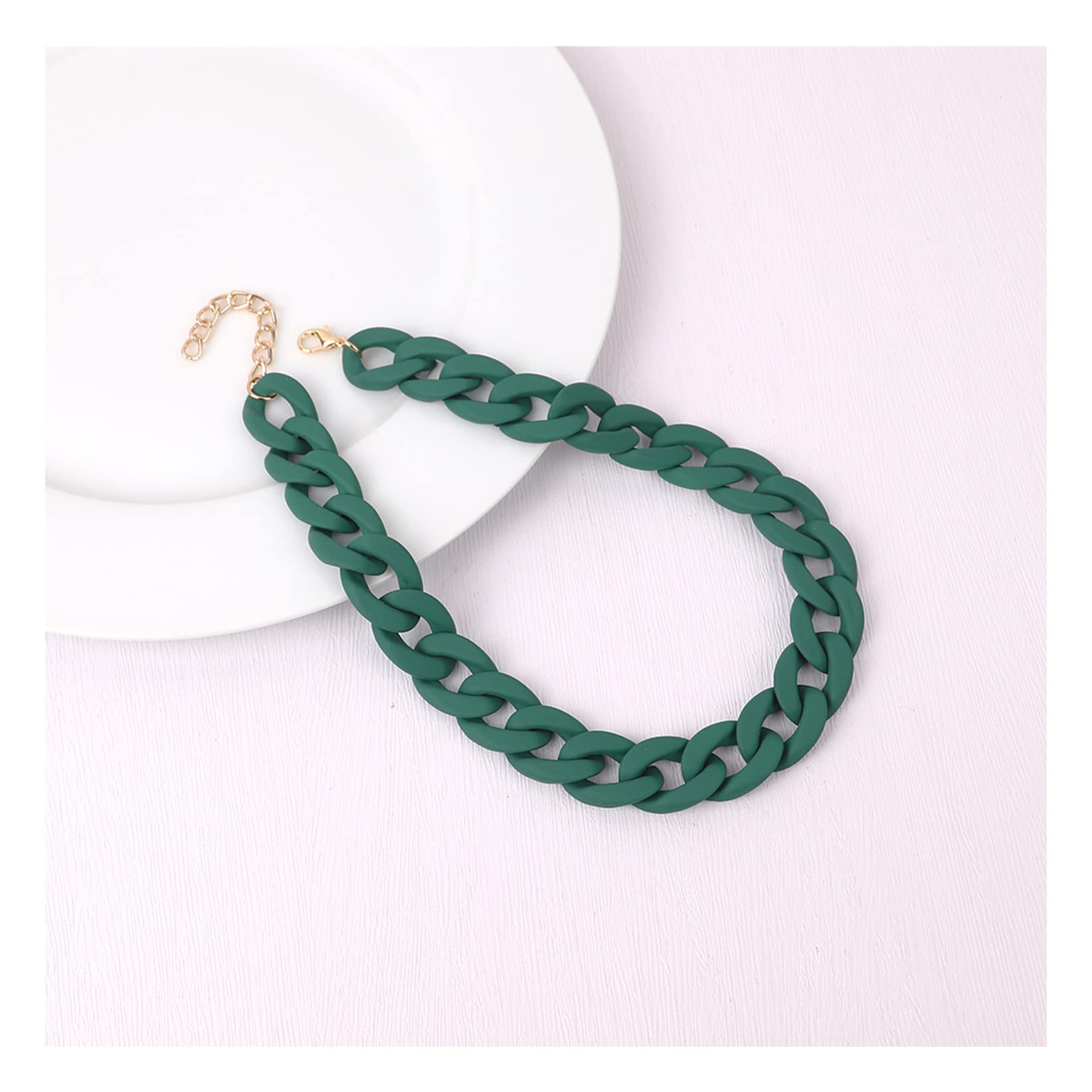 Colorate Collane Colorfy Resin Link Catena Candy Acrilic Choker con gradata ficcanaso da Cartone Leggero Punk per Donne di Gioielli Blu