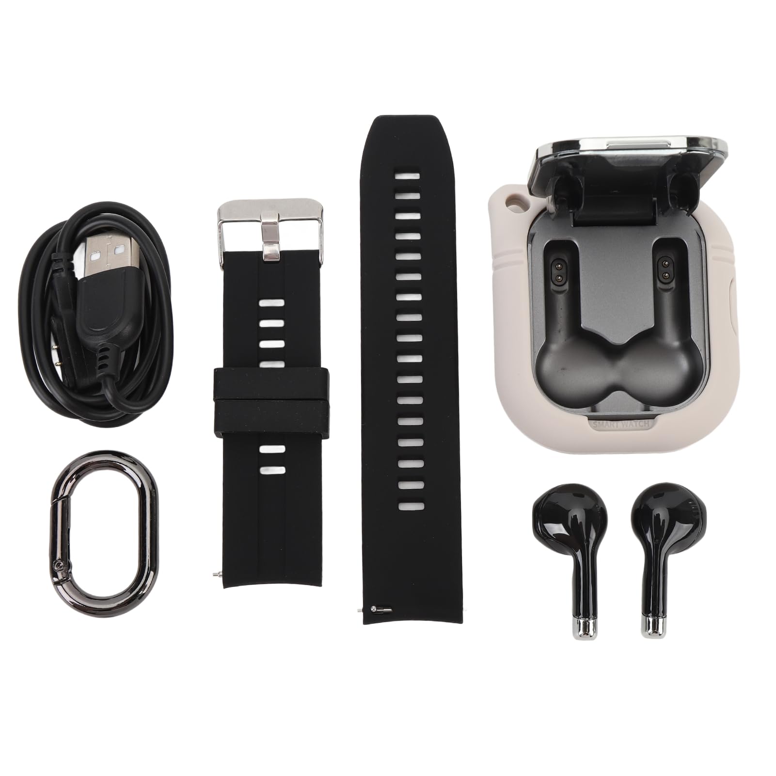 Inteligentny Zegarek 2 w 1 ze Słuchawkami Stylowe Połączenie Bluetooth Odtwarzanie Muzyki dla Miłośników Sportu 2,01-calowy Ekran Dotykowy TFT (Srebrny żel)