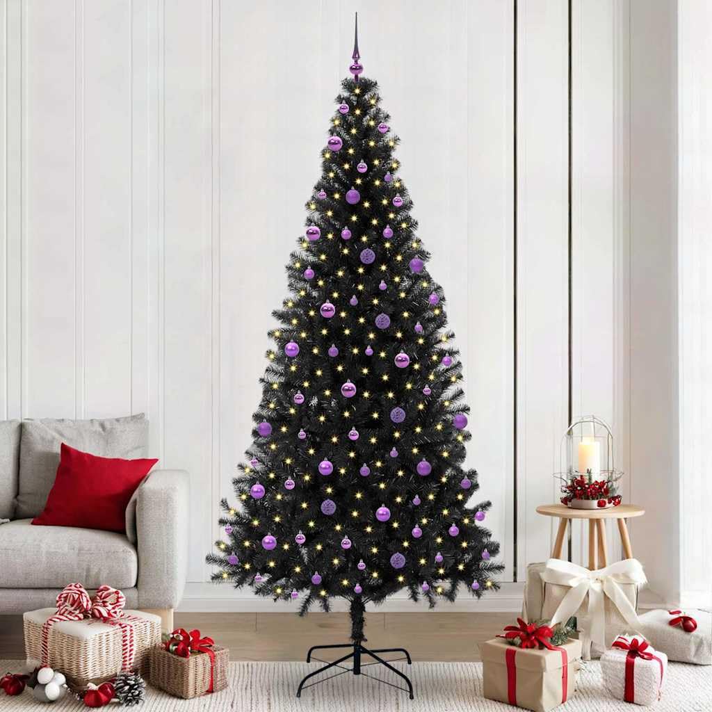 Sapin de Noël artificiel noir 240 cm pour illuminer vos fêtes de fin d'année