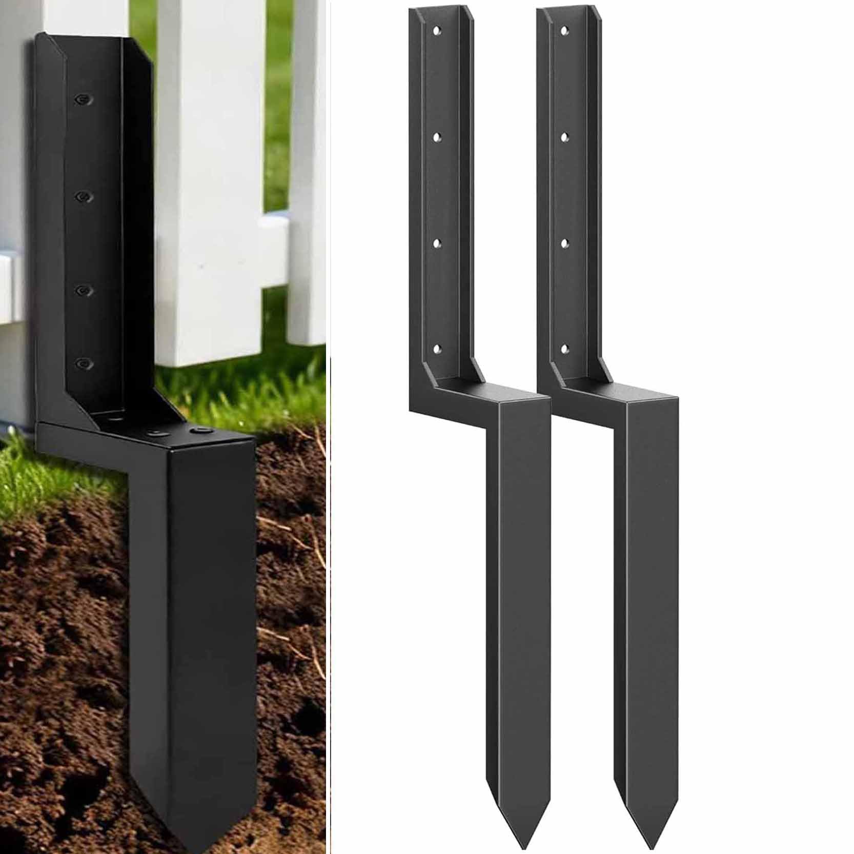 GOUZIBHD Fence Post Repair Kit - One-Piece Steel Anchors Stakes to Quick Fix Broken/Leaning, Heavy Duty H-Shape Ground Spikes, Anchor Ground Stakes for Repair Tilted(Size:2PCS)