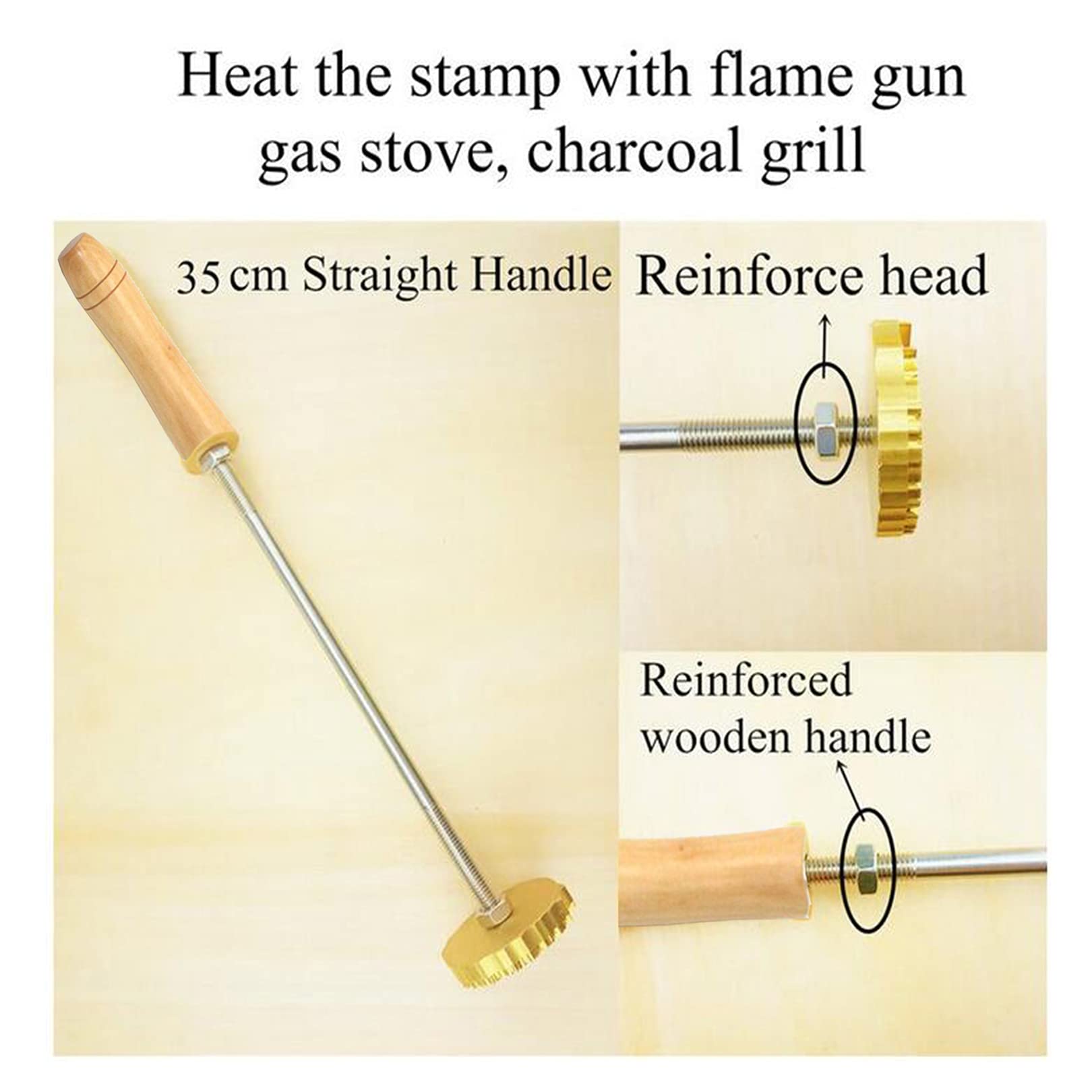 Custom Logo Wood Branding Iron,Durable Leather Branding Iron Stamp,BBQ Heat Stamp Including The Handle (2