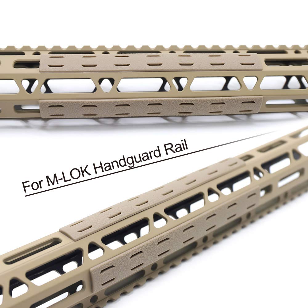 Trirock 5-pak TAN/FDE Heat Resistant Non-slip M-LK Handguard Protector Rubber Rail Cover Fits MLK cutout Picatinny Rail