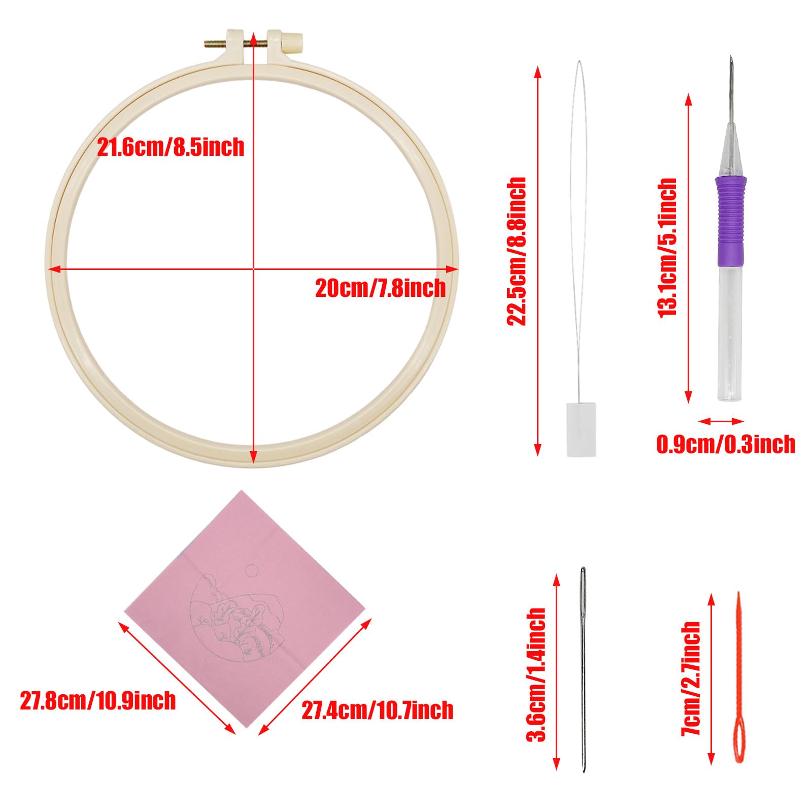 Allazone Punch Needle Kit Ricamo Starter Kit, 3 Pz Kit Completo per Ricamo con Motivo e Lstruzioni, Set da Ricamo per Principianti e Adulti (Tramonto e Montagne)