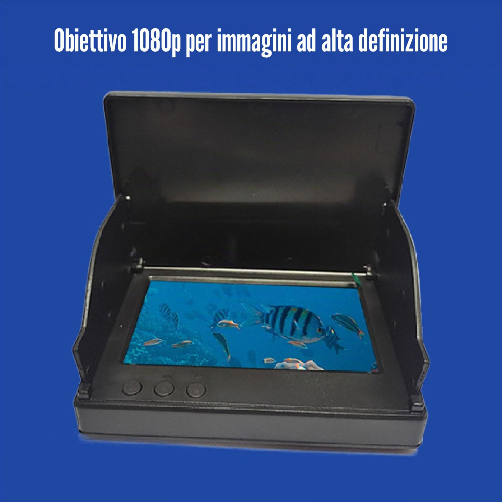 Fotocamera per Pesca Subacquea, Telecamera Portatile per Ecoscandaglio 1080P HD LED Fotocamera Impermeabile con Ampia Visuale di 220° e Monitor da 4,3 Pollici per Pesca in Kayak