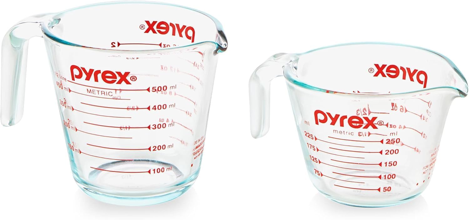 Pyrex Essentials (2-Pack) Glass Measuring Cups Set, (1 & 2 Cup) Measuring Cups For Prepping, Baking and Cooking, Preheated Oven, Dishwasher, Freezer, and Microwave Safe - Thumbnail 2
