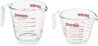 Pyrex Essentials 2-Pack Glass Measuring Cups (1-Cup & 2-Cup) - Microwave, Oven, Dishwasher Safe for Baking & Cooking