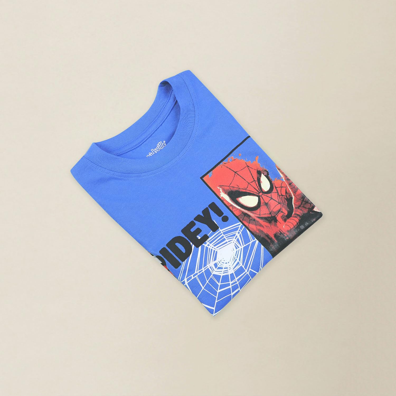 Kidsville Maglietta ufficiale Marvel Avengers Spiderman da ragazzo, mezza manica, girocollo, grafica blu, cotone stampato, t-shirt per bambini