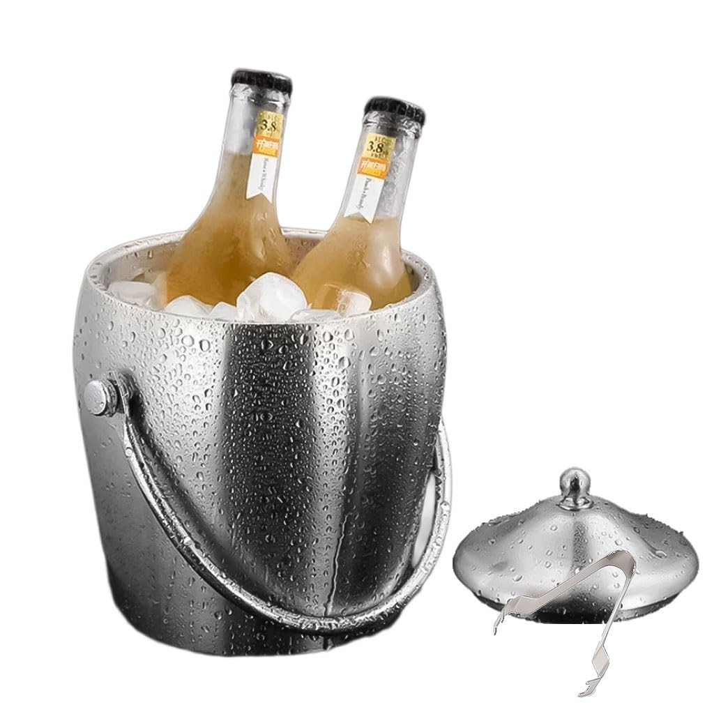 Seau à glace avec couvercle et pinces porte-glace pour cocktail bar et vin