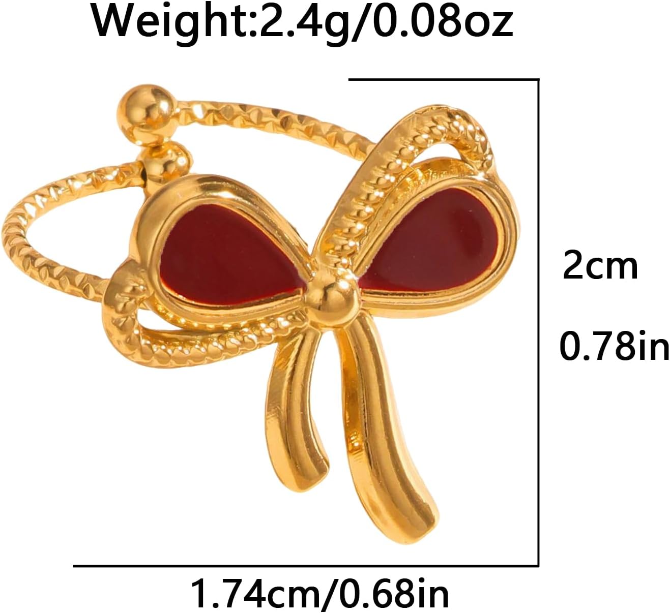 Nojess Bow Ring for Women Gold Plated Enamel Ribbon Bowknot Open Rings Christmas Valentine's Day Wedding Anniversary Birthday Jewelry Gift - Image 7