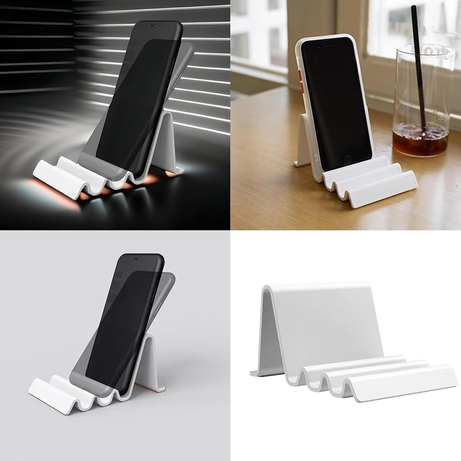 Phone Stand, Portable & Adjustable Desktop Tablet Holder for Hands-Free Video Calls, Reading, Kitchen Recipes image 2