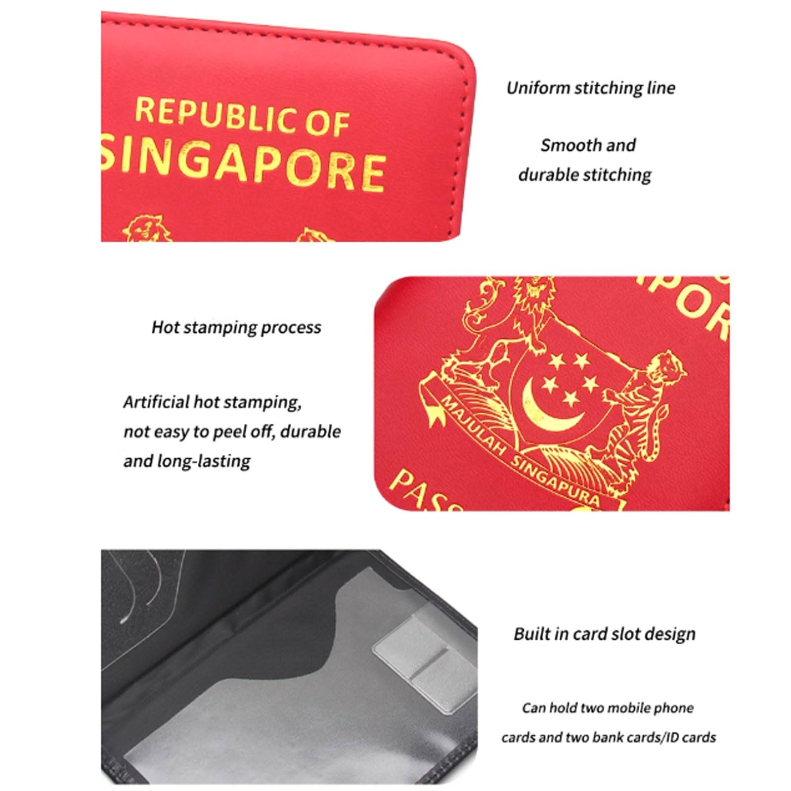 Singapore Custodia protettiva per passaporto, unisex, design compatto, nero, One Size, Stile unico