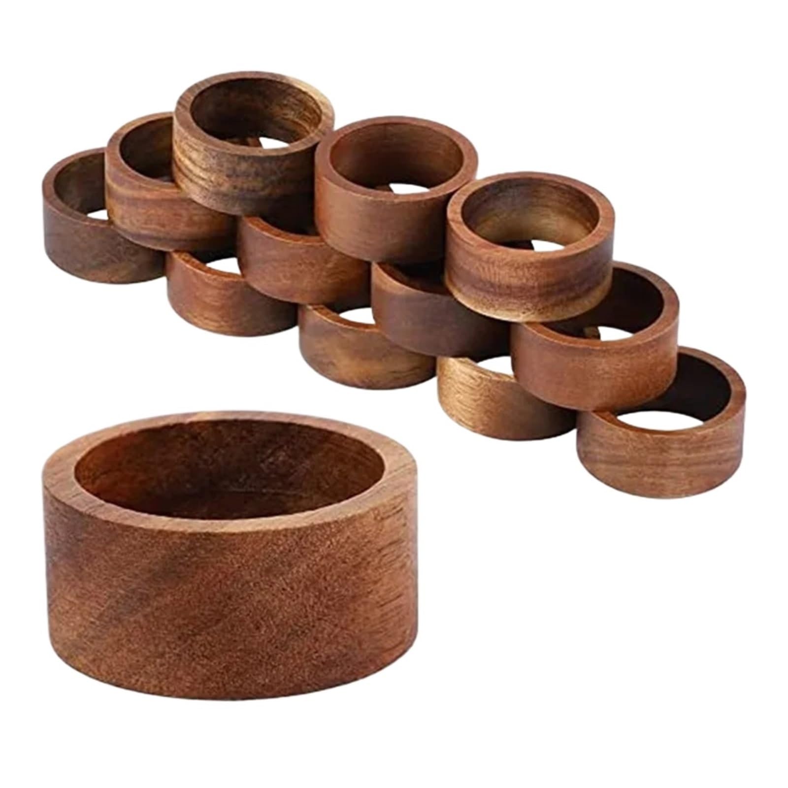 Lot de 24 ronds de serviette en bois pour support de table à manger, décoration de table de vacances