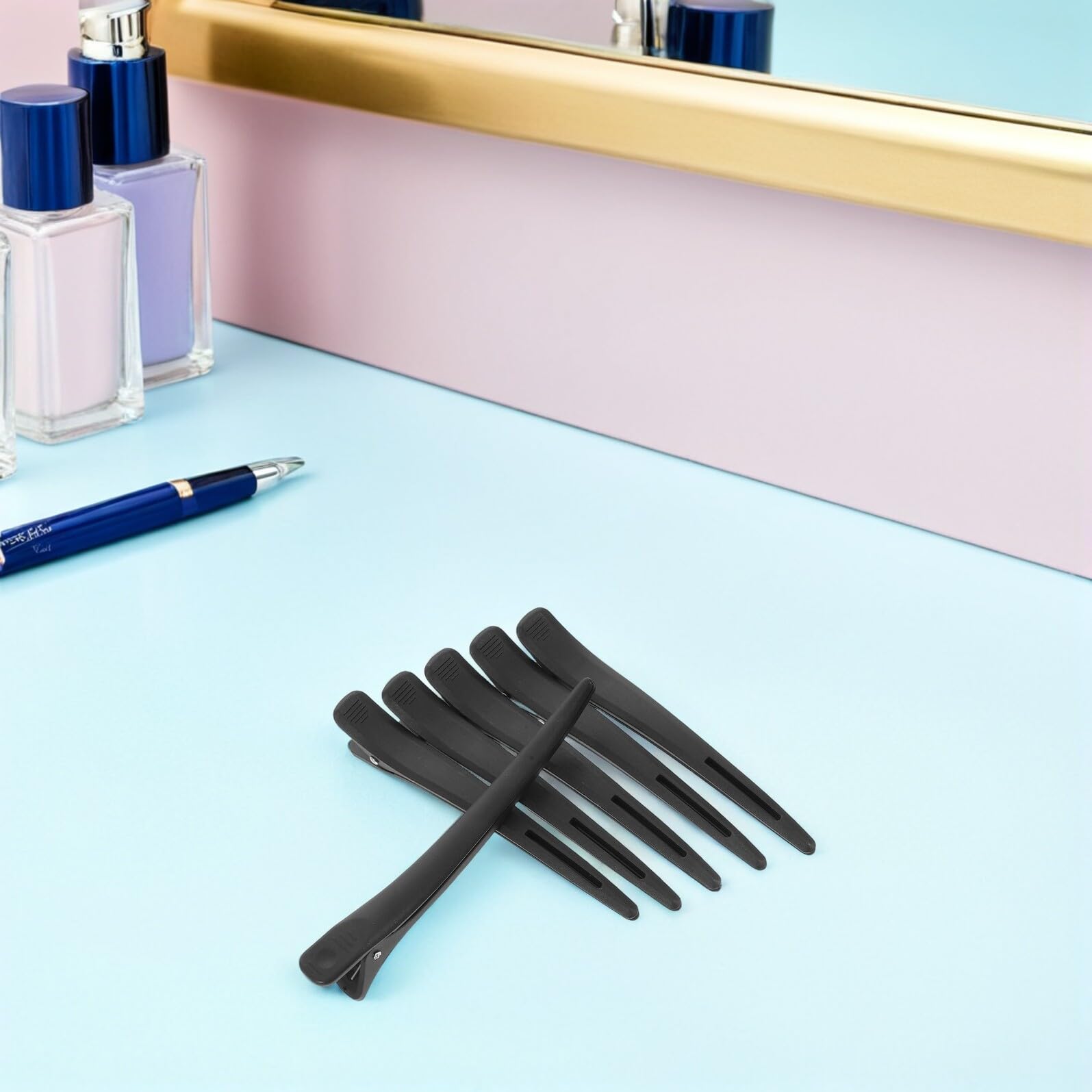 Mikikit 20 Pezzi Fermagli per Capelli Becco d Anatra Neri Antiscivolo per Parrucchieri Clip Separate Precisione Styling per Capelli Sottili e Spessi Salone Professionale