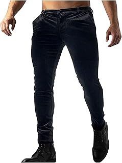 Mens Soft Velvet Trousers Regular Fit Velvet Dress Pants Expandable Waist Flat Front Suit Pants for Wedding Dinner