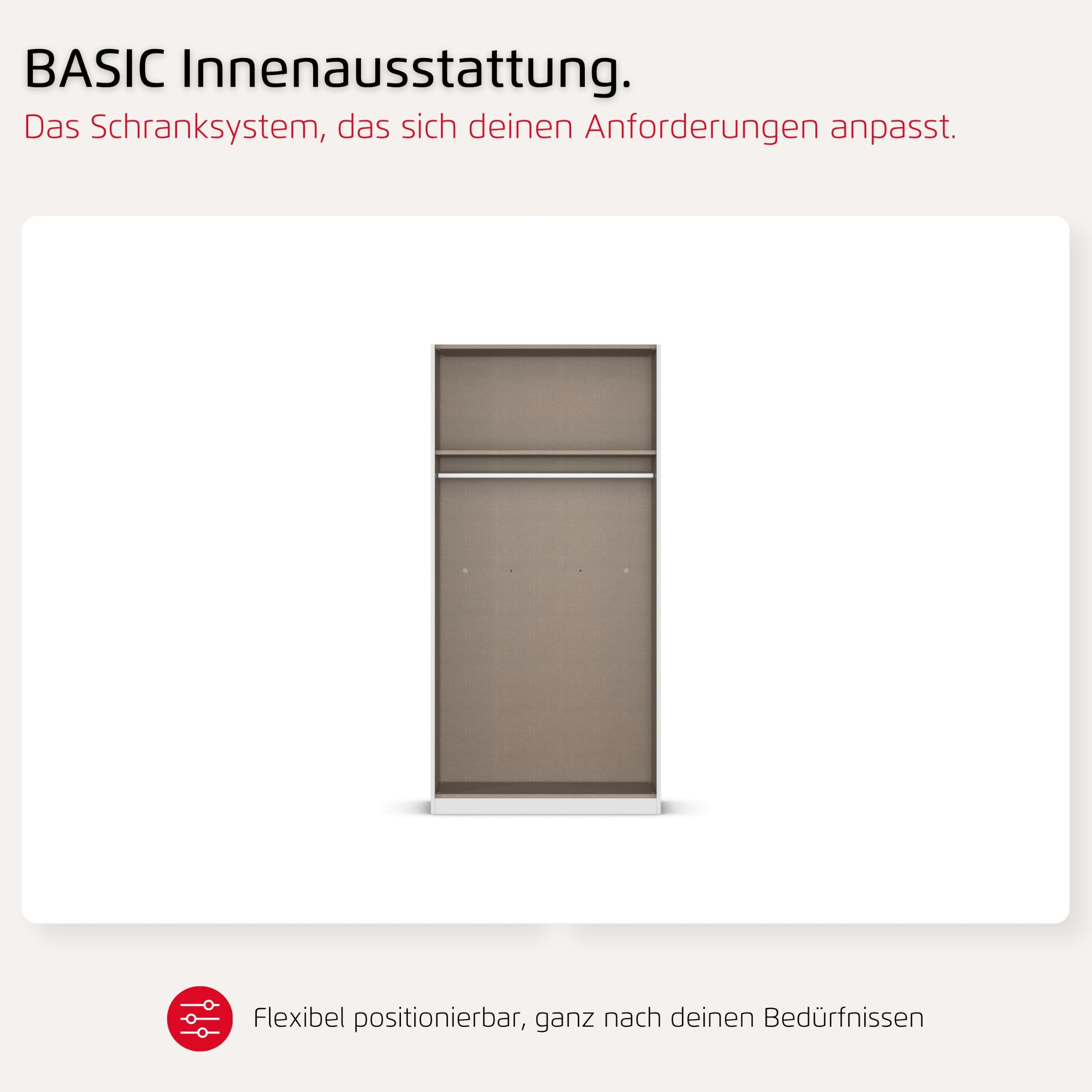 Rauch Möbel LUNIK, Kleiderschrank, Farbe Weiß, Breite 91 cm | Mehrzweckschrank mit patentiertem Schnellmontagesystem, 2-türig, Push-to-open-Funktion, für Kinderzimmer, Homeoffice, Flur