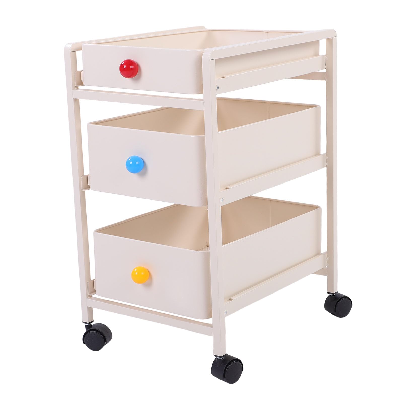 Omabeta Carrello Portaoggetti con Ruote in Metallo a 3 Ripiani Bianco