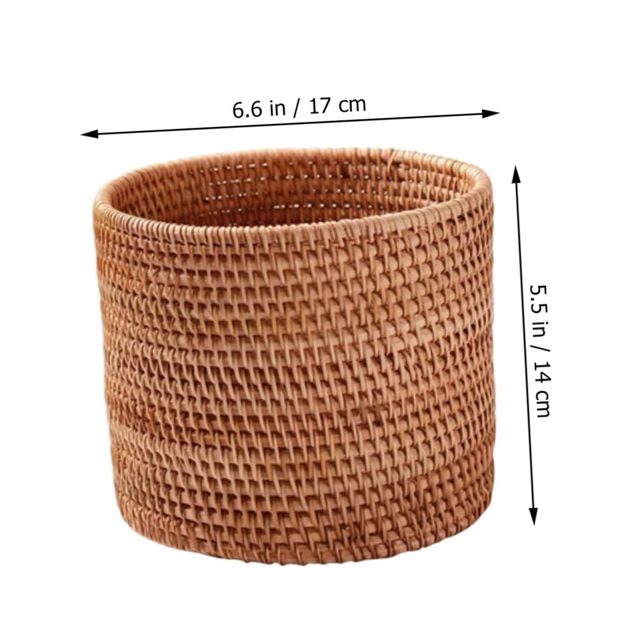 SHINEOFI Cestino in Rattan a Forma Rotonda Stile Pastorale Piccolo Portaoggetti Versatile per Casa e Scrivania Design Naturale e Decorativo per Organizzare Accessori e Rifiuti