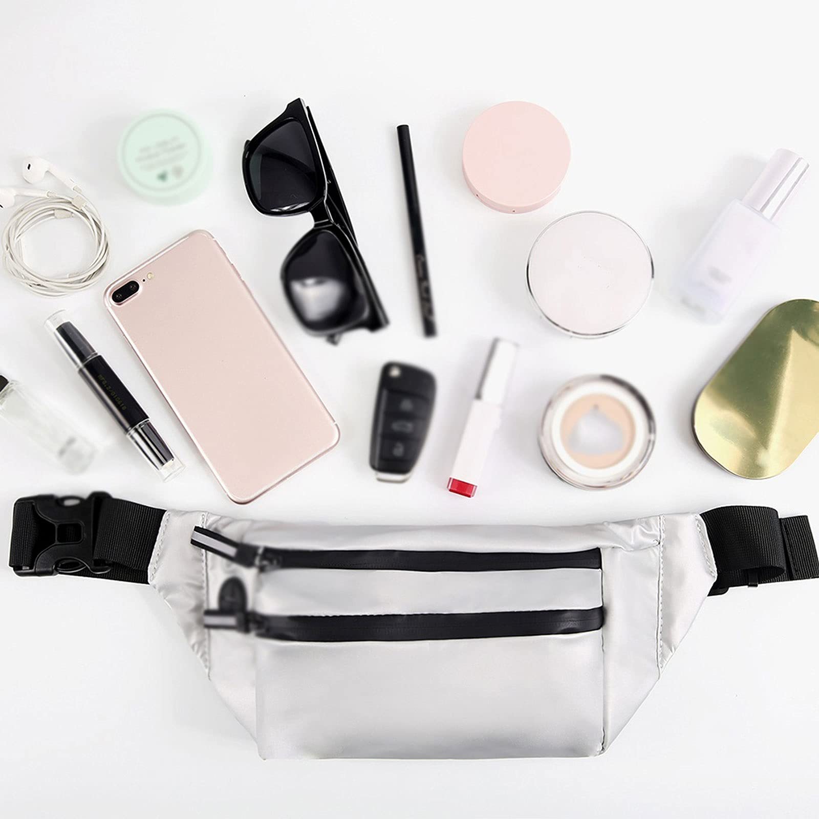 Nerka Fanny Pack, torba na klatkę piersiową Casual Travel Męska torba na pas Wodoodporna męska torba na talię Damska torba na zakupy Crossbody (srebrna)