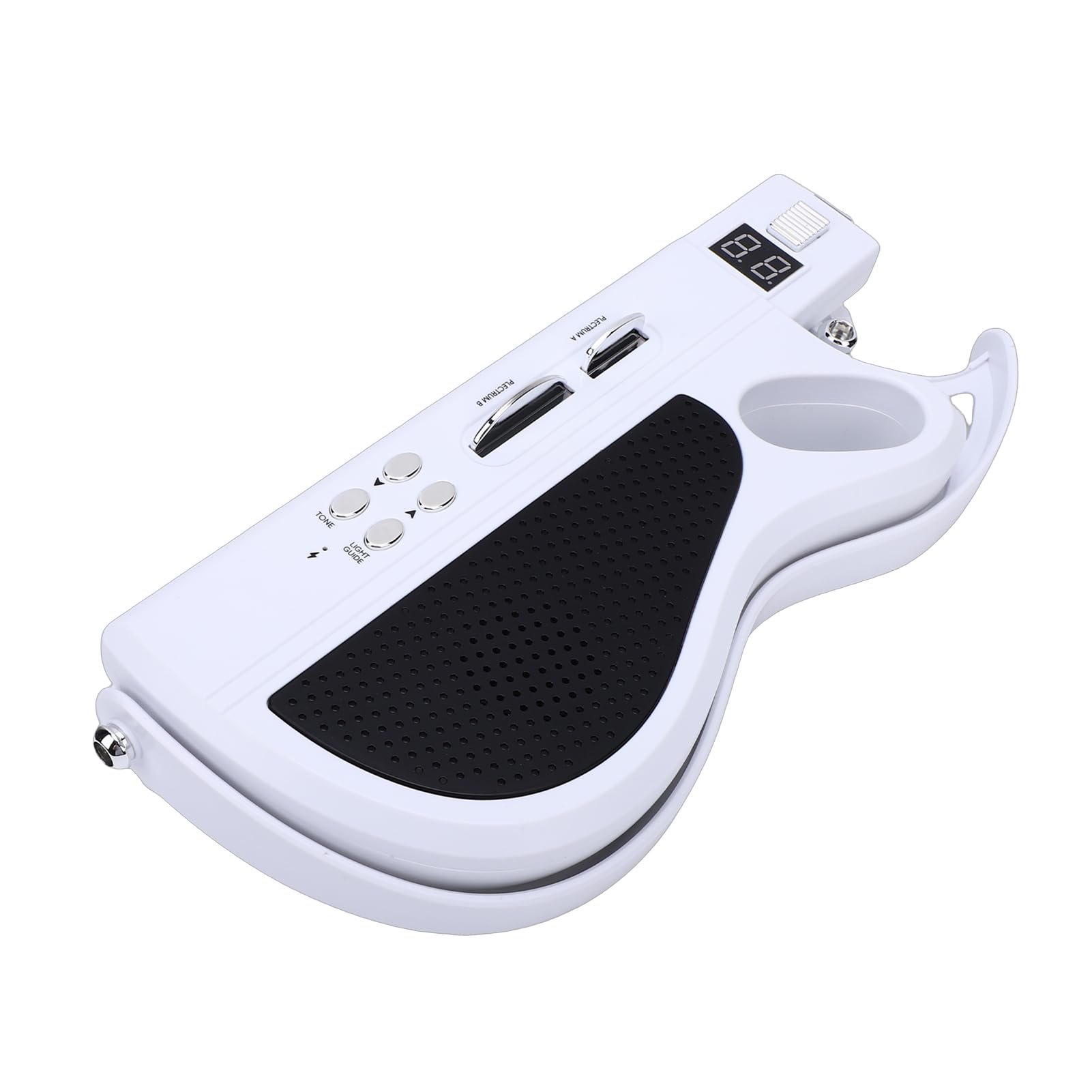 Tissting Chitarra Elettrica Giocattolo Per Bambini Pieghevole Senza Corde - 7 Suoni, Batteria Ricaricabile, 4 Ritmi, Cinturino Incluso Per Musica In Famiglia E All'Aperto (White)