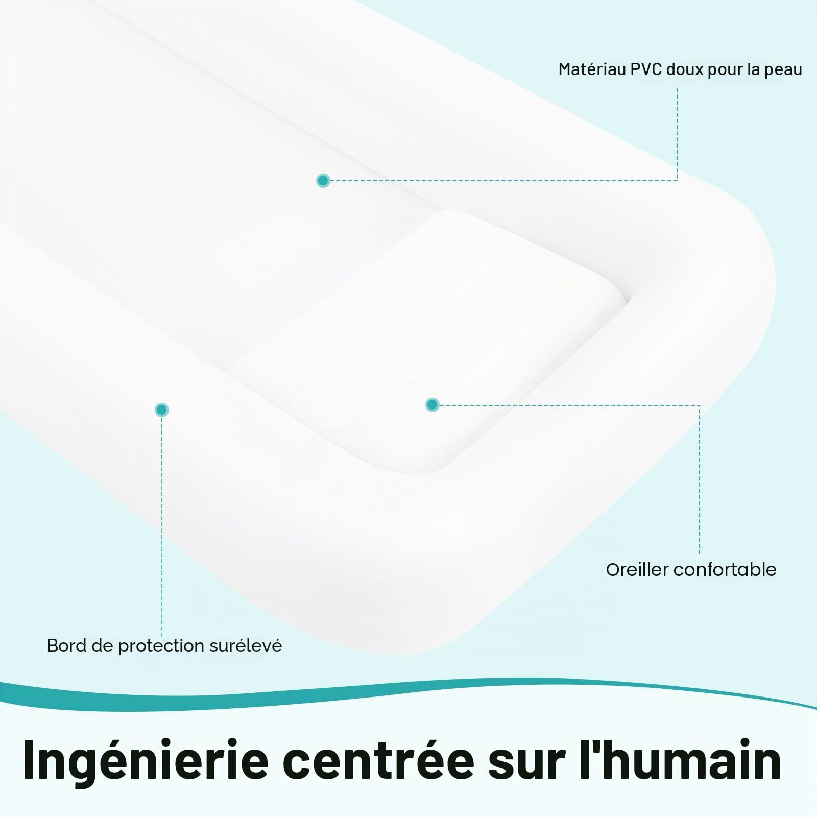 Baignoire gonflable, ensemble médical gonflable, baignoire en PVC avec pompe à air électrique, salle de bain pour personnes âgées, patients, femmes enceintes, 195 x 90 cm, blanc