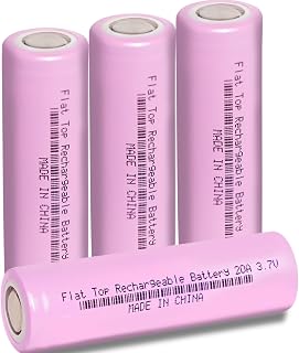 4Pack 1￵8￵6￵50 Rechargeable Batter￵y Flat Top 20A High Discharge 3500mAh Charging by 18650 Battery Charger 3.7volt Li-ion for Flashlights, Headlamps, Doorbells, RC Toys(NO 18650 Battery Charger)