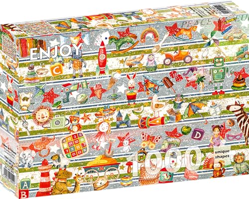 Puzzle 1000 pièces pour Adultes - Jouets et poupées Anciens dans Un Magasin de Noël | Finition Mate antireflet | Puzzle Amusant et exigeant | 68 x 48 cm | Cadeau Original | Enjoy