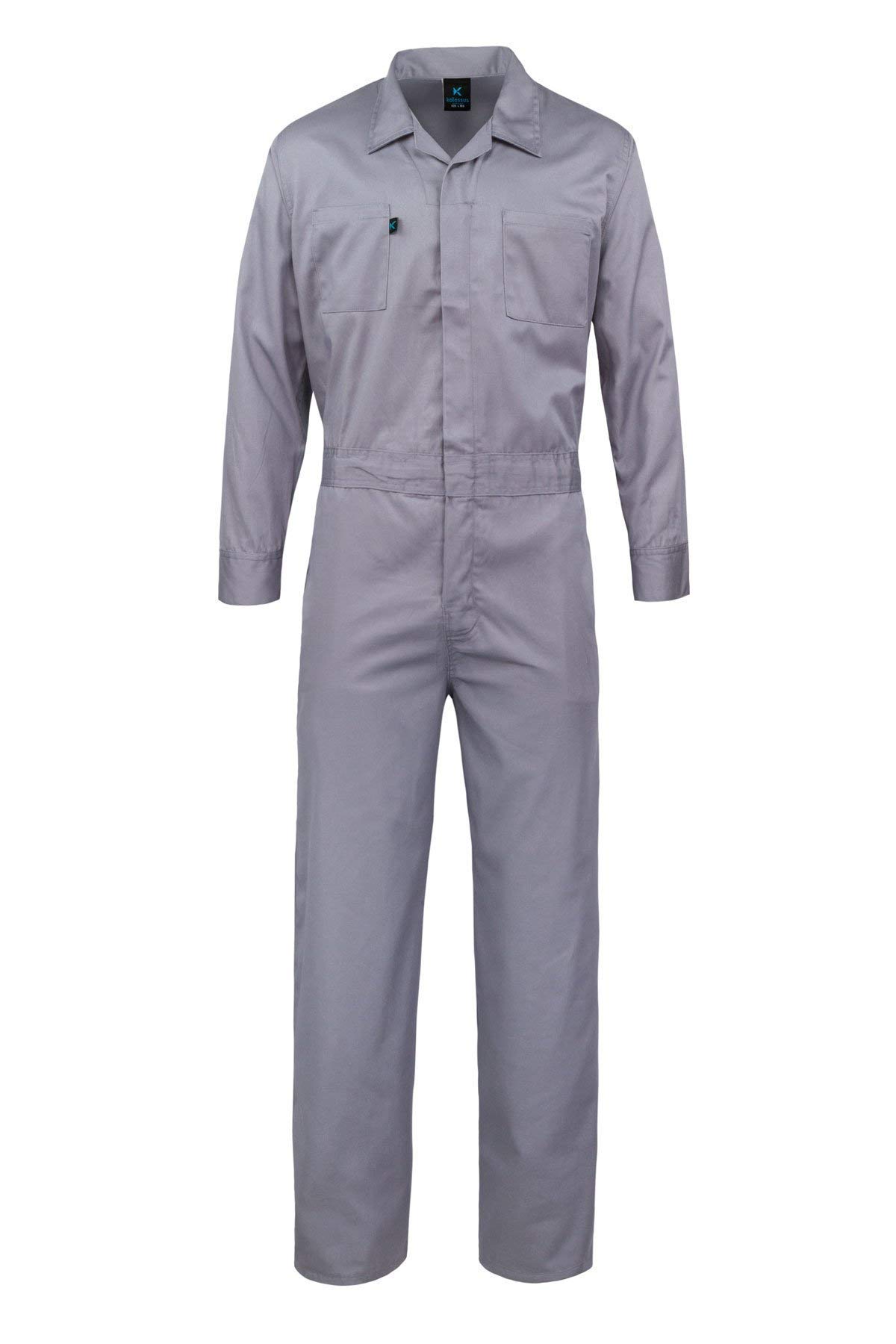 Kolossus Deluxe Long Sleeve Cotton Rich Coverall with Adjustable Cuff Gray