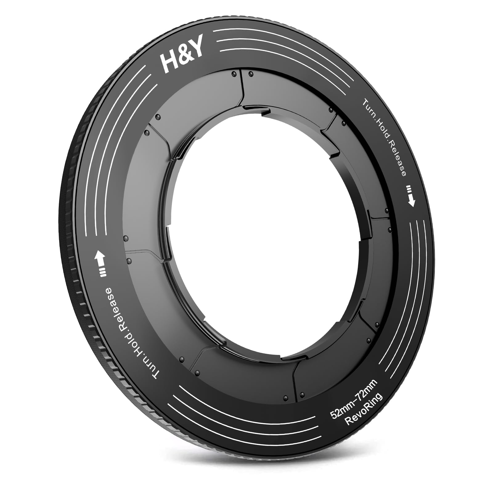 H&Y RevoRing Verstellbarer Step-Up-Ring 52–72 mm auf 77 mm, Variabler Objektivfilter-Adapterring, universelles Step-Up-System passend für 52, 55, 58, 62, 67 und 72 mm, Schwarz