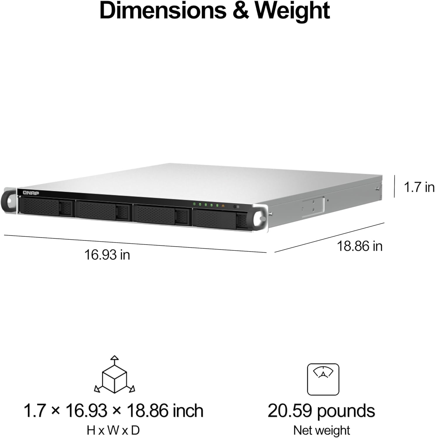 QNAP TS-464U-RP-8G-US 4 Bay High-Speed Rackmount Dual-2.5GbE NAS Intel® Celeron® N5105/N5095 CPU, 8GB DDR4 Memory and 2.5GbE (2.5G/1G/100M) Network Connectivity (Diskless)