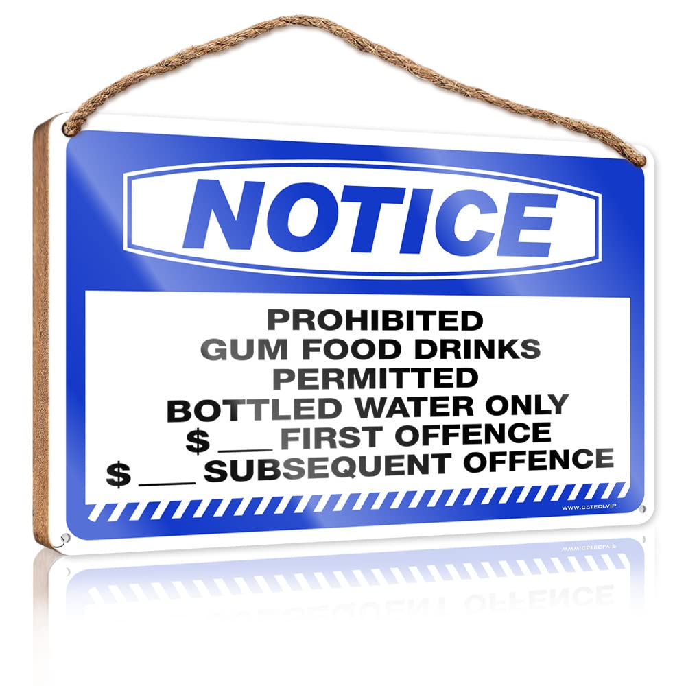 IBWNBBUSN Wood Decor Sign Notice Prohibited Gum Food Drinks Permitted Bottleds Wooden Sign Porch Funny Signs Funny Bathroom Signs Wall Decor