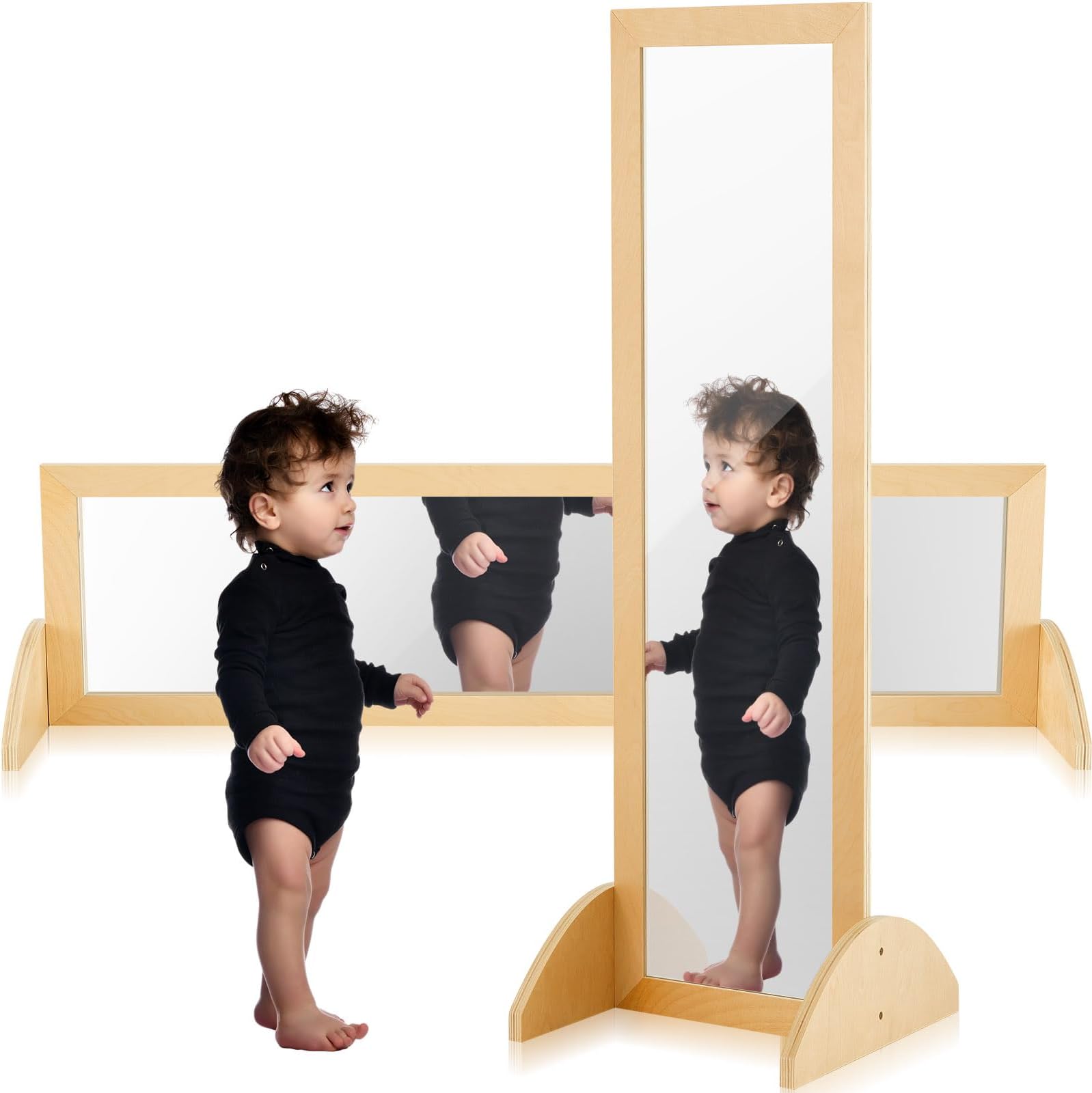 Lineshading Double Sided Infant Coordination Mirror 45.7X 15.6 x 14.6 Inch Bi Directional Mirror Unbreakable Montessori Mirror Baby Shatterproof Mirror for Kids Infant Toddler Early Learning to Walk