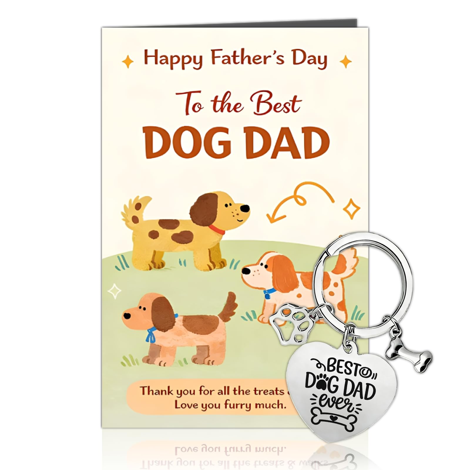 Fathers Day Card from The Dog Gift Set with Dog Dad Keyring Card Envelope Bag Dog Dad Gifts Idea for Dad Husband Pet Lover Cute Puppy Design Thank You Message Keepsake Fathers Day Present