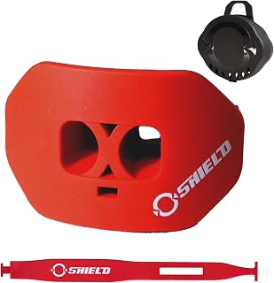 O Shield Mouth Guard for Football with Dual-Layer Protection, Built-in Air Channels, Extended Lip Shield, Soft Material, Adult and Youth Sizes with Strap/Case, Red