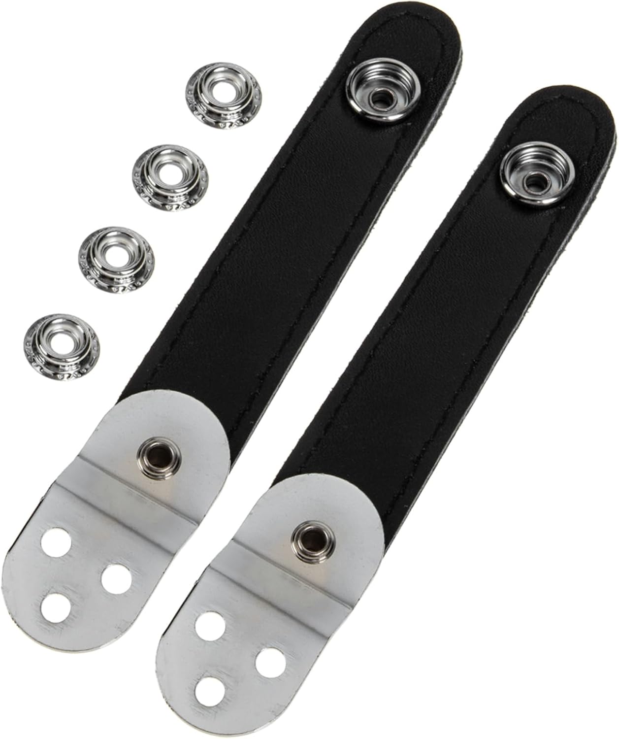 Universal Double Layer Black Metal Accordion Bellows Strap Set
