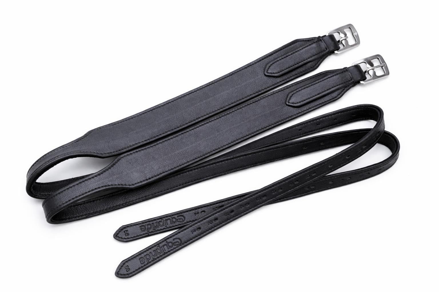 Wide Jumping Stirrup Leathers, Cow Leather with Nylon Core,Soft Stabilizing Design for Enhanced Support (Black, 52")