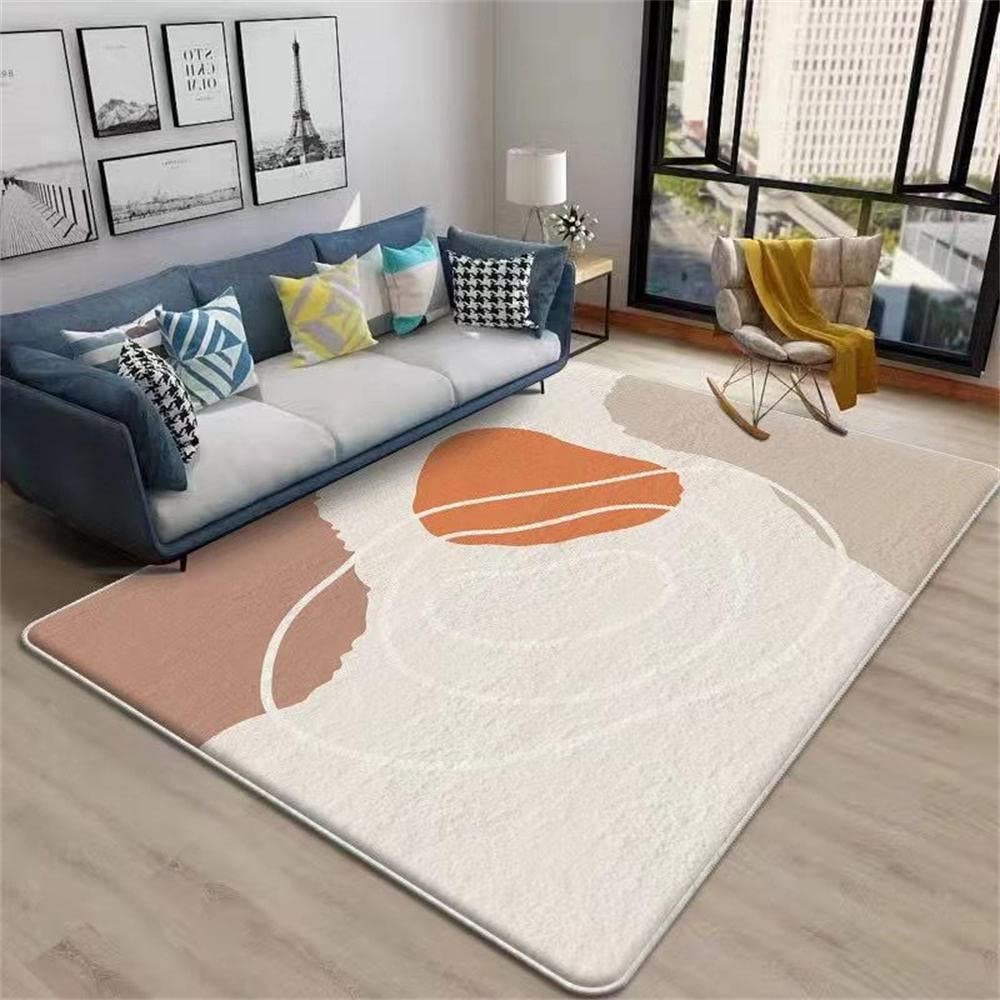 Tapis extérieur 140x200cm beige gris orange au design abstrait pour ado