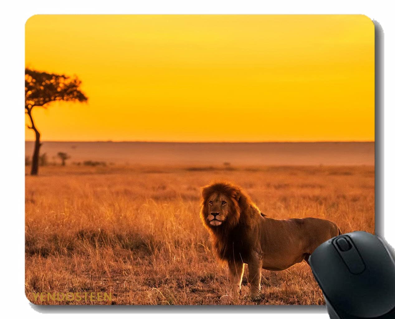 APSRA Mouse Pad with Stitched Edge,Lion Predator Big Cat 188444