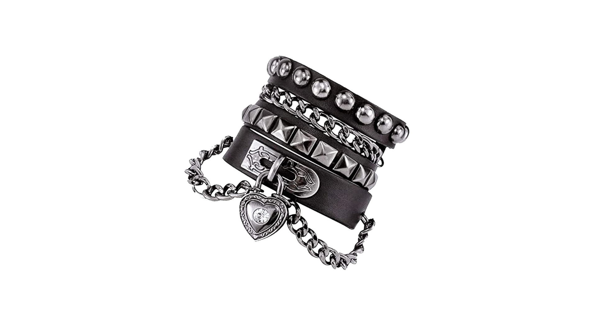 Amazon.com: NIGHTCRUZ Punk Leather Chain Bracelet, Goth