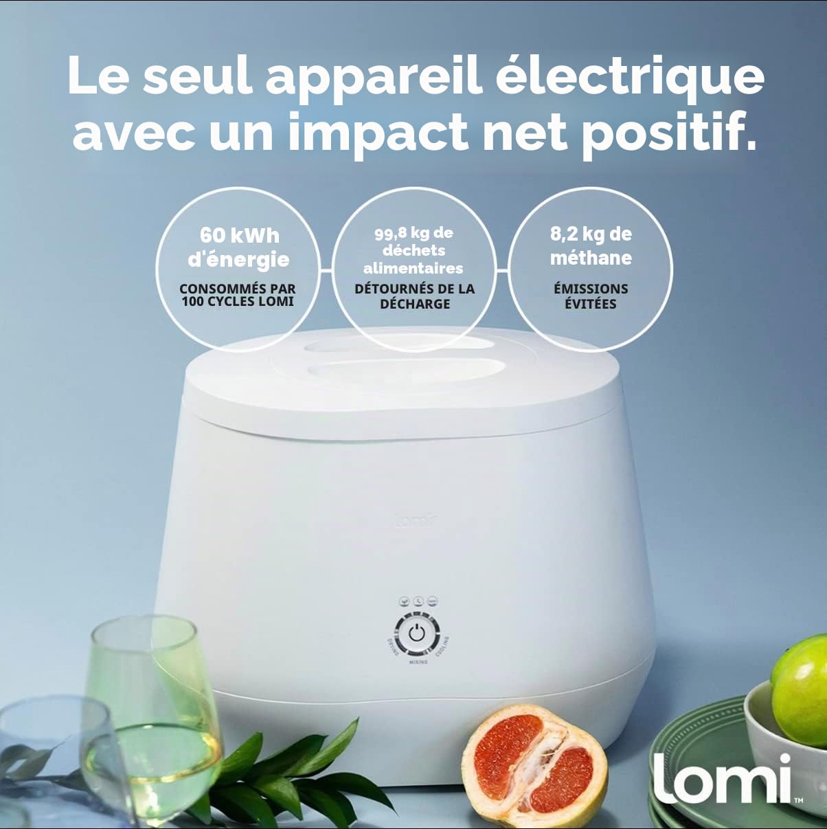 LOMI Le Premier composteur Intelligent de déchets de Cuisine au Monde | Transformez Les déchets en compost avec Un Seul Bouton avec bac à compost électrique de comptoir par Pela Earth