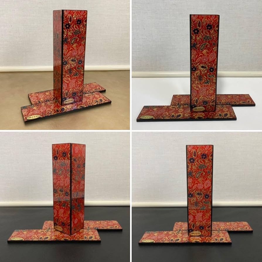 Amazon.co.jp: Kano ぎやまん ガラス 花器 花瓶 花台 花柄 赤 金 置物