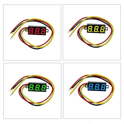 Miniatura 7 de Haldzemo Medidor de voltaje de tres líneas de 0.28 pulgadas Mini LED Digital Voltímetro Gauge (amarillo, paquete de 8)