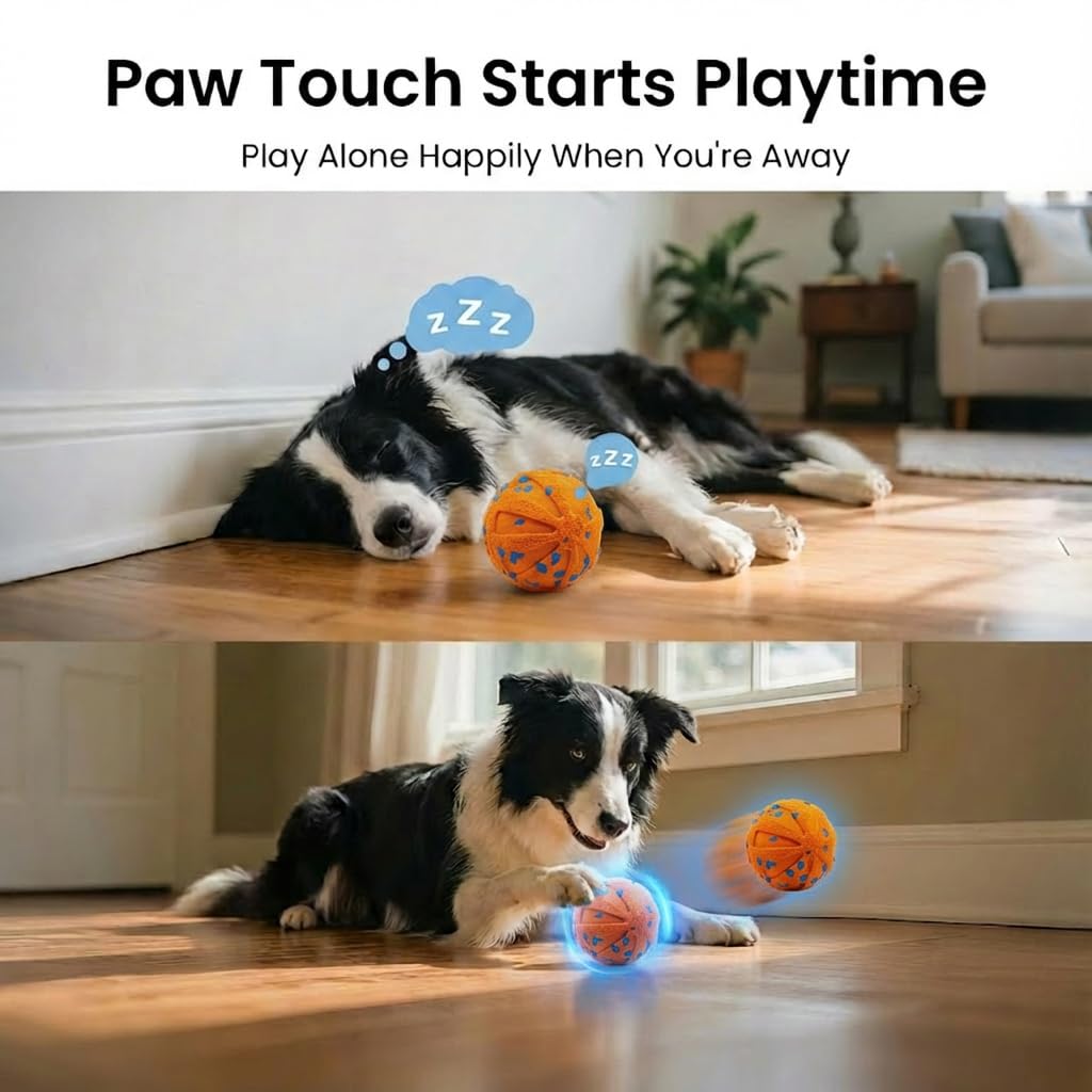 Balle interactive pour chien - Jouet mobile automatique intelligent pour chiens de taille moyenne et grande - Durable - Utilisé pour soulager l'ennui et le dressage quotidien - Orange