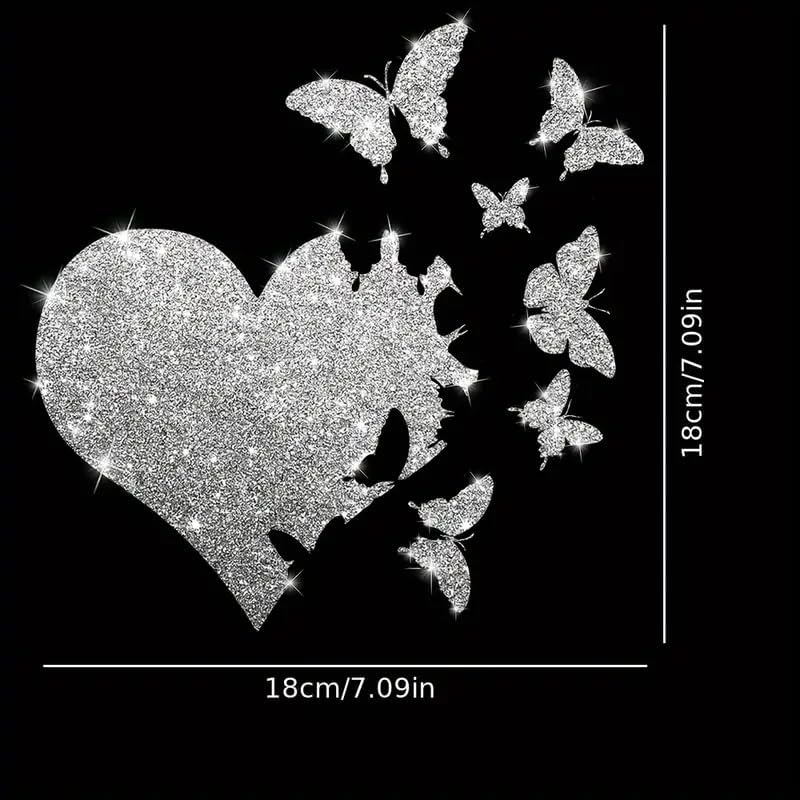 2ps Heart Flying Butterfly Sparkling Sunflower Self-Adhesive PVC Rainbow Glittery Decal Sticker for Cars, Laptops, Trucks, Motorcycles Wall Window Luggage Scratch Cover Door Decor Sticker - Image 4