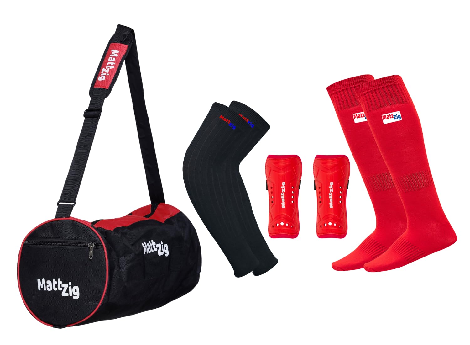 Pro Football Kit (One Pair of Lycra Football Socks + One Pair of Elite Shin Guard + One Pair of Cotton Arm Sleeves + One Kit Bag) (Red)-image-30