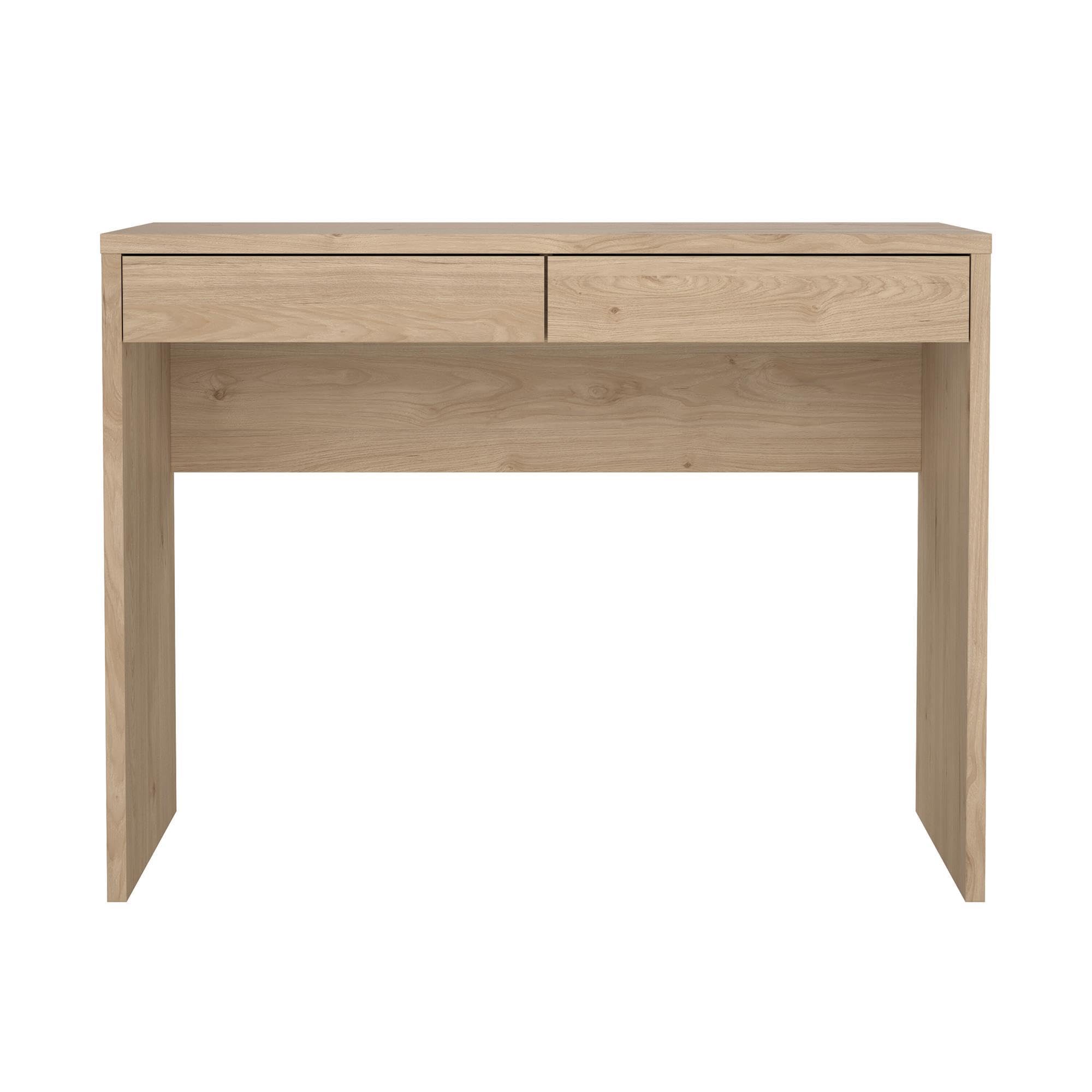 Mesa Escritorio de Estudio Jucar Oak con 2 Cajones, Color Roble, 101 x 40 x 77 cm