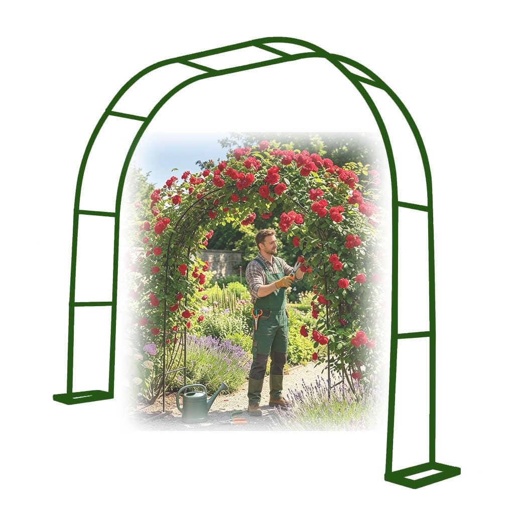 Odporny na warunki atmosferyczne łuk ogrodowy 119 cm 140 cm 209 cm 219 cm 230 cm 240 cm 285 cm 299 cm, metalowy łuk ślubny, krata do roślin pnących na zewnątrz, stojak na imprezy ślubne (zielony, 219